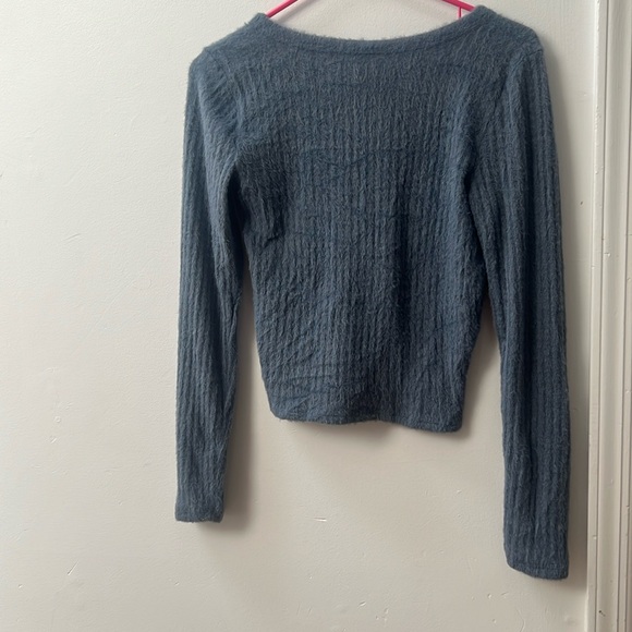 Hollister California Size Medium blue sweater fuzzy super soft button top shirt - Picture 9 of 13
